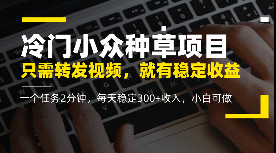 冷门小众种草项目，只需转发视频，每天就有稳定收益，无门槛，每天稳定300+收入，小白可做-屿汉资源站