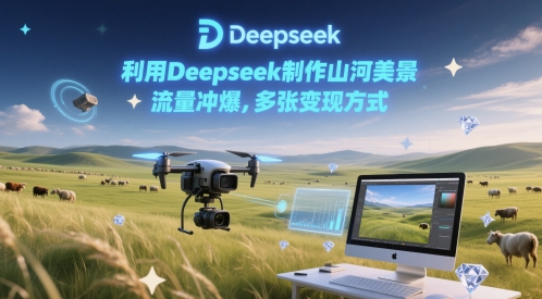 利用Deepseek制作山河美景，流量冲爆，多张变现方式-屿汉资源站