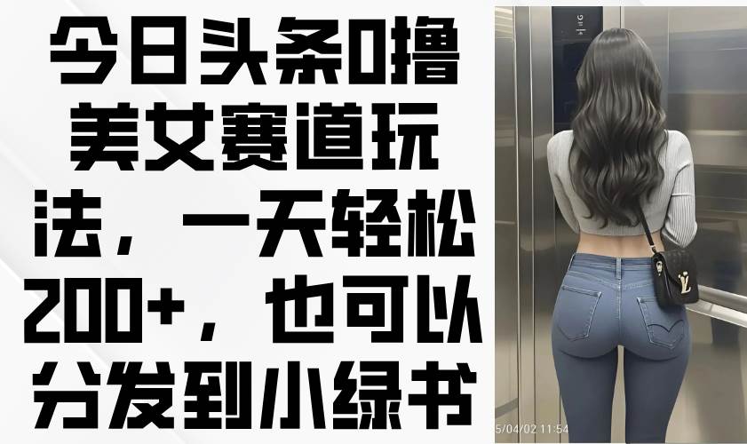 （14393期）今日头条0撸美女赛道玩法，一天轻松200+，也可以分发到小绿书-屿汉资源站