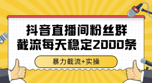 抖音直播间粉丝群暴力截流，一台电脑每天稳定2000条数据，暴力截流+实操 【揭秘】-屿汉资源站