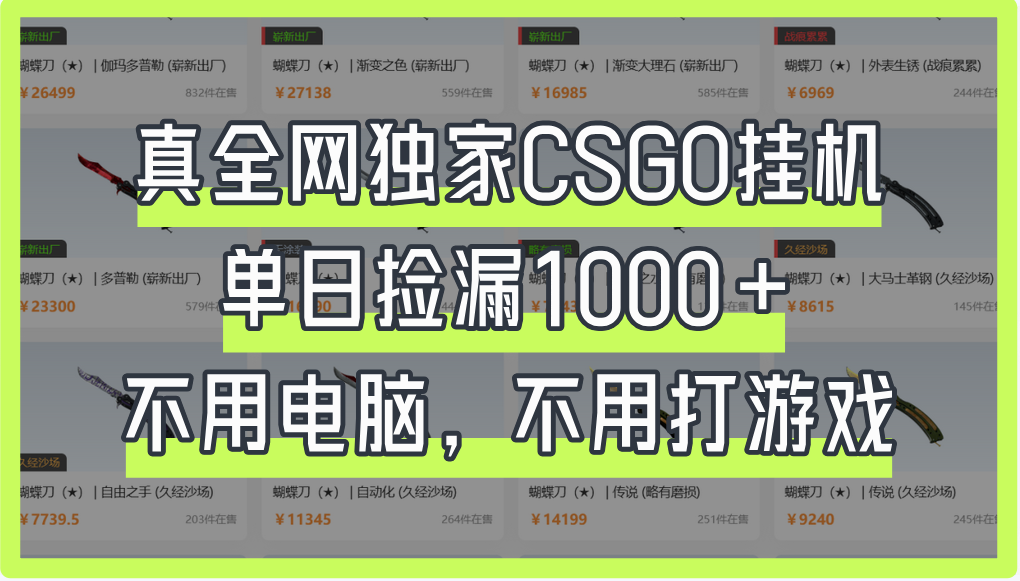 真全网独家CSGO挂机，单日捡漏1000+，不用电脑，不用养号-屿汉资源站