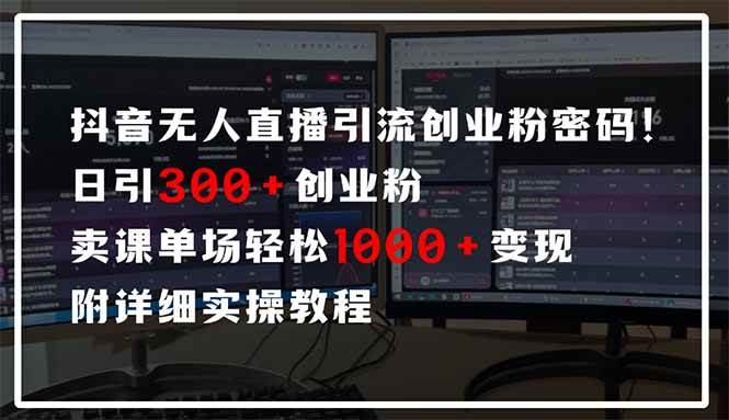 （14564期）抖音无人直播引流密码！日引300+创业粉 单场轻松1000+变现 附详细实操教程-屿汉资源站