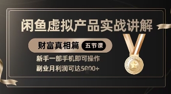 精品！闲鱼虚拟产品实战讲解，新手一部手机即可操作，副业月利润可达5k+-屿汉资源站