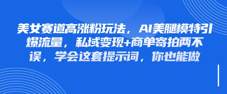 美女赛道高涨粉玩法，AI美腿模特引爆流量，私域变现+商单寄拍两不误，学会这套提示词，你也能做-屿汉资源站