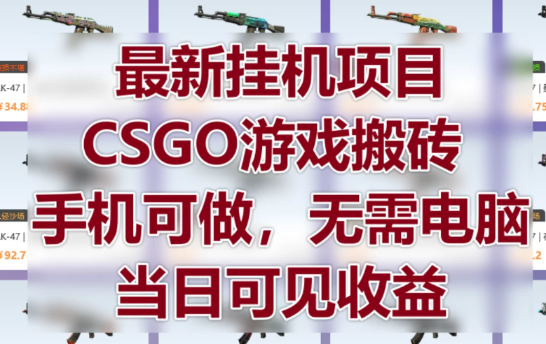 最新挂机项目，CSGO游戏搬砖，手机可做，无需电脑，当日见收益-屿汉资源站