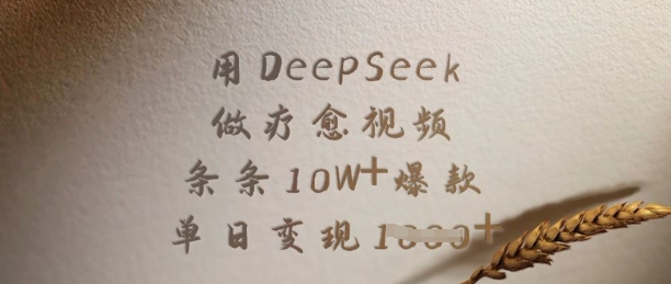 用DeepSeek做疗愈视频,条条10W+爆款,单日变现多张-屿汉资源站