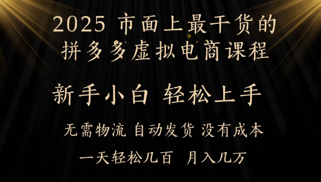 25年最干货的拼多多虚拟电商课程，小白轻松上手，月入过万只是门槛！虚拟电商，如皓月见青天！-屿汉资源站