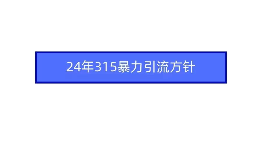 24年315暴力引流方针 爆款筛选让你快速热门+变现-屿汉资源站