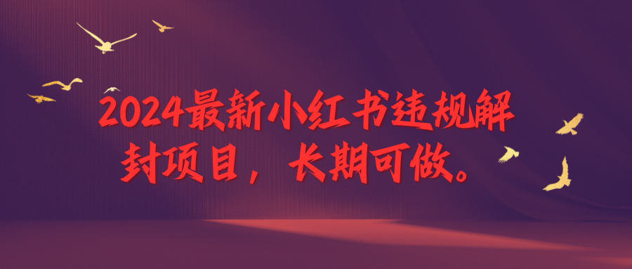 2024最新小红书违规解封项目,一个可以做到退休的项目-屿汉资源站