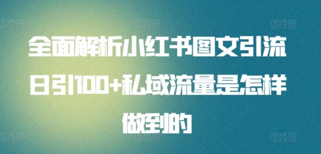 全面解析小红书图文引流日引100私域流量是怎样做到的-屿汉资源站