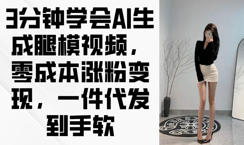 （14537期）3分钟学会AI生成腿模视频，零成本涨粉变现，一件代发到手软-屿汉资源站