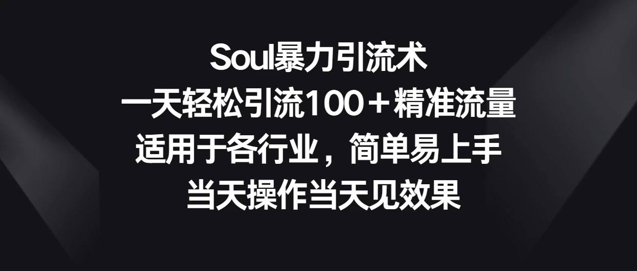 Soul暴力引流术，一天轻松引流100＋精准流量，适用于各行业，简单易上手 当天操作当天见效果-屿汉资源站