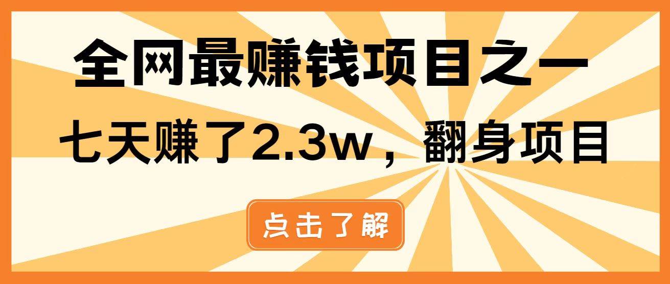 （14723期）暴利项目，每天被动收益1500+，长期管道收益！0成本自己做老板！-屿汉资源站