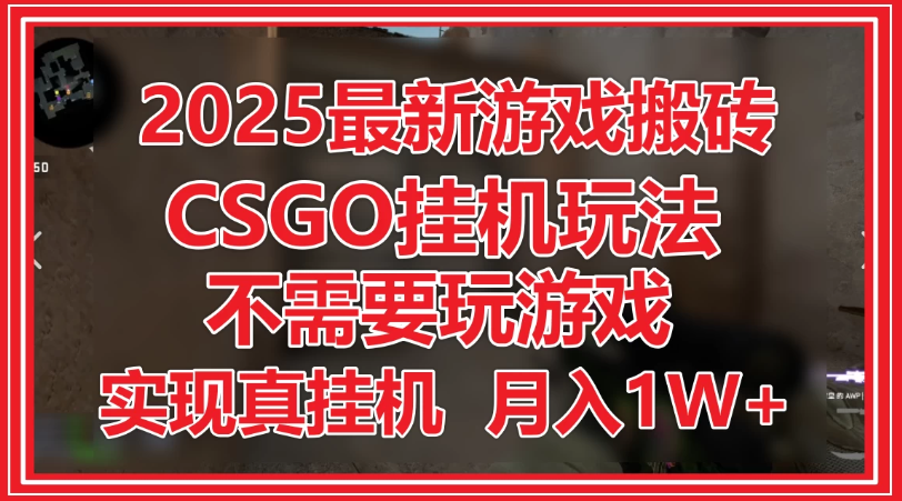 2025最新游戏搬砖，CSGO挂机，不需要玩游戏，实现真挂机，月入1W+-屿汉资源站