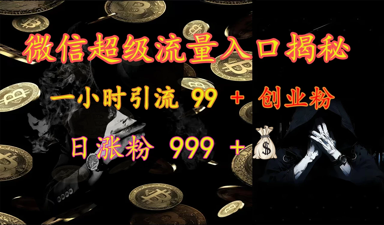 微信超级流量入口揭秘：一小时引流 99 + 创业粉，日涨粉 999 +-屿汉资源站