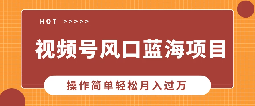 视频号风口蓝海项目，中老年人的流量密码，操作简单轻松月入过万-屿汉资源站