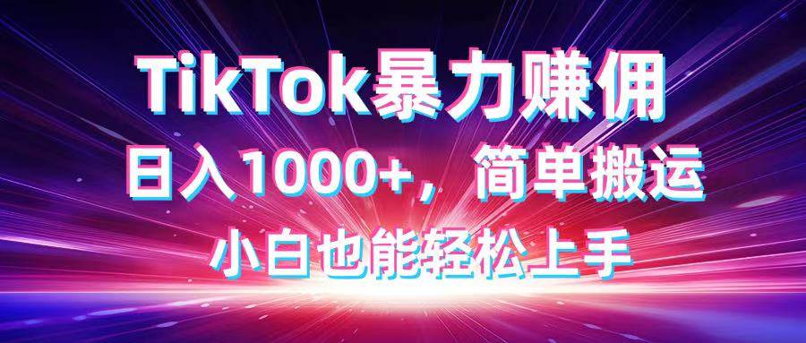 （14402期）TikTok搬运暴力赚佣，日入1000+，简单搬运，小白也能轻松上手-屿汉资源站
