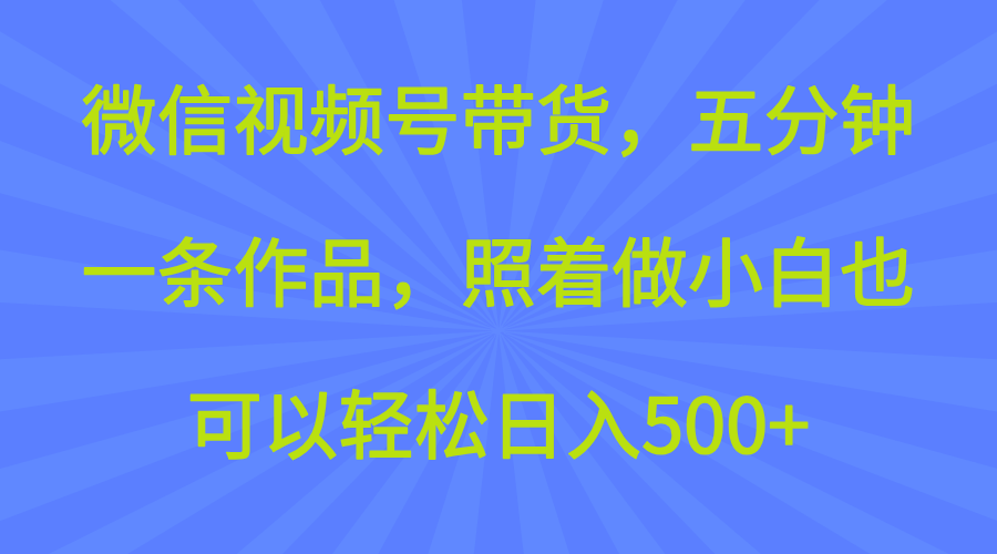 微信视频号带货，五分钟一条作品，照着做小白也可以轻松日入500+-屿汉资源站