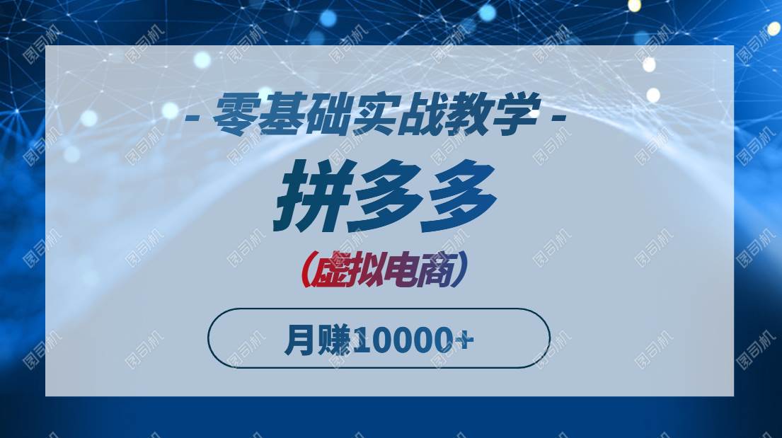 （14880期）拼多多虚拟电商，零基础实战教学，快速打爆商品，新手也能月入10000+-屿汉资源站