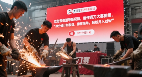 支付宝生活号新玩法,制作锻刀大赛视频,挣分成计划收益,操作简单,轻松月入过W-屿汉资源站