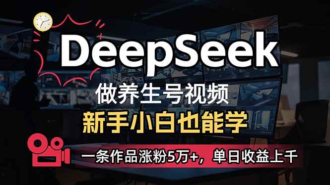 （14199期）小白用DeepSeek做养生号，一条作品涨粉5万+，单日收益上千-屿汉资源站