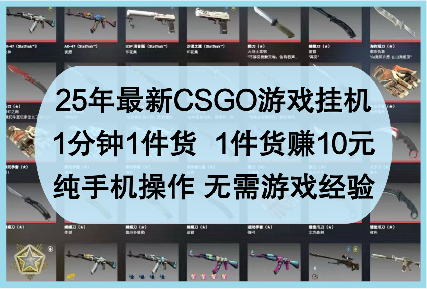 25年最新CSGO游戏挂机，1分钟1件货，1件货赚10元，纯手机操作，无需游戏经验-屿汉资源站