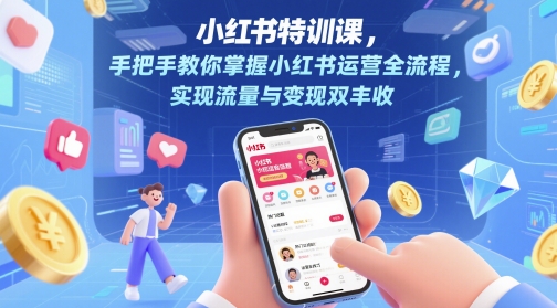 小红书特训课，手把手教你掌握小红书运营全流程，实现流量与变现双丰收-屿汉资源站