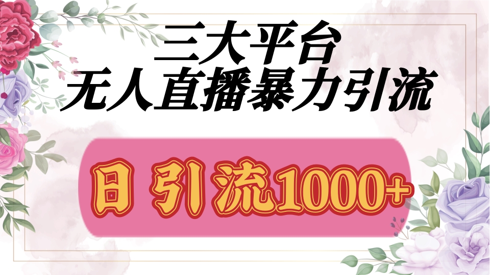 三大平台无人直播引流，吸引精准创业粉，保姆级教学-屿汉资源站