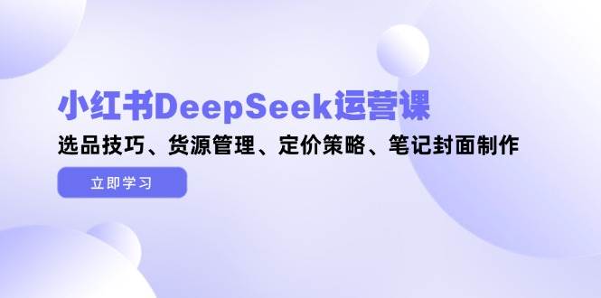 （14748期）小红书DeepSeek运营课，选品技巧、货源管理、定价策略、笔记封面制作-屿汉资源站