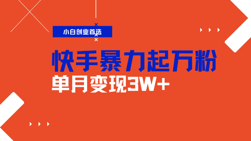 快手起万粉账号,3天一个万粉号,多种变现模式,操作简单无脑复制,小白也能月入过万-屿汉资源站
