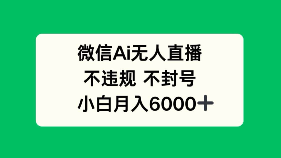 （14733期）微信AI无人直播，不违规 不封号 ，小白月入6000+-屿汉资源站