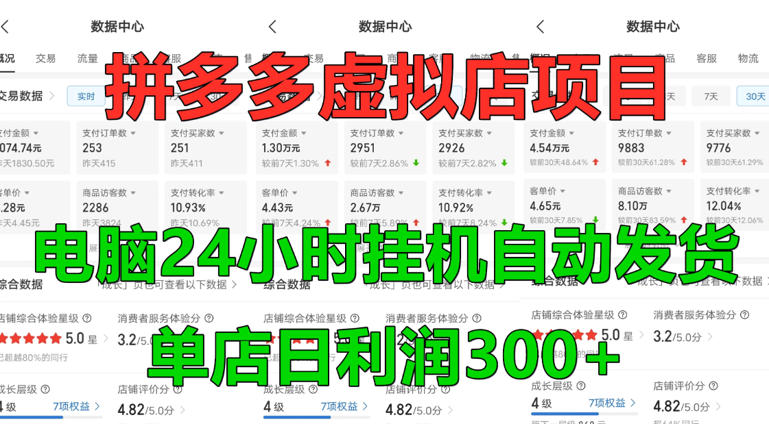 拼多多虚拟店项目，电脑挂机自动发货-屿汉资源站