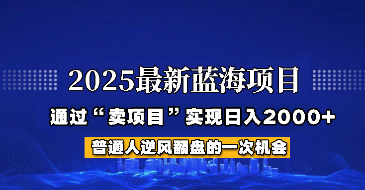 2025年蓝海项目,如何通过“网创项目”日入2000+-屿汉资源站