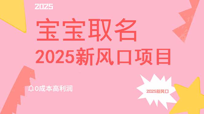 2025新风口项目宝宝取名，0成本高利润，附保姆级教程，月入过万不是梦-屿汉资源站
